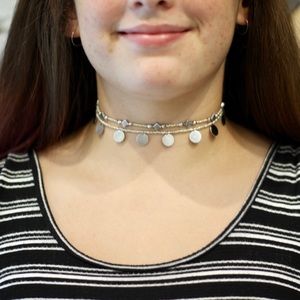 Boho Silver Disc Choker